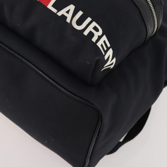 SAINT LAURENT Backpack Canvas Black Silver Auth hk3604