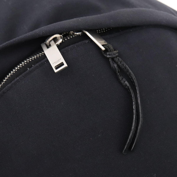 SAINT LAURENT Backpack Canvas Black Silver Auth hk3604
