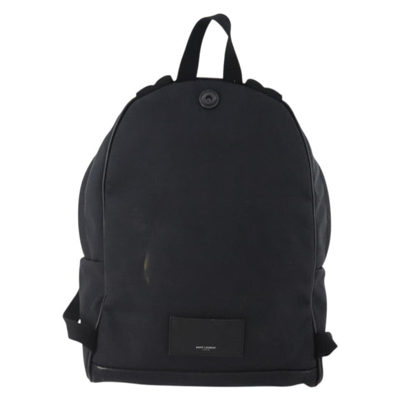 SAINT LAURENT Backpack Canvas Black Silver Auth hk3604