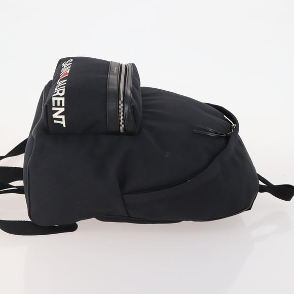 SAINT LAURENT Backpack Canvas Black Silver Auth hk3604