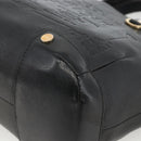 BVLGARI Hand Bag Leather Black Gold Auth hk3605-9