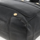 BVLGARI Hand Bag Leather Black Gold Auth hk3605-15