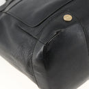 BVLGARI Hand Bag Leather Black Gold Auth hk3605-16