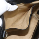 BVLGARI Hand Bag Leather Black Gold Auth hk3605-20