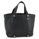 BVLGARI Hand Bag Leather Black Gold Auth hk3605-1