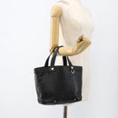 BVLGARI Hand Bag Leather Black Gold Auth hk3605-25