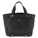 BVLGARI Hand Bag Leather Black Gold Auth hk3605-2