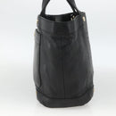 BVLGARI Hand Bag Leather Black Gold Auth hk3605-3