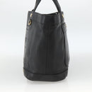 BVLGARI Hand Bag Leather Black Gold Auth hk3605-4