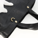 BVLGARI Hand Bag Leather Black Gold Auth hk3605-6