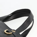 BVLGARI Hand Bag Leather Black Gold Auth hk3605-8