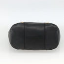 BVLGARI Hand Bag Leather Black Gold Auth hk3605-5