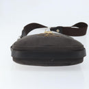 SAINT LAURENT Mombasa Schoudertas Canvas Leer Donkerbruin Zilver Auth hk3606V-5