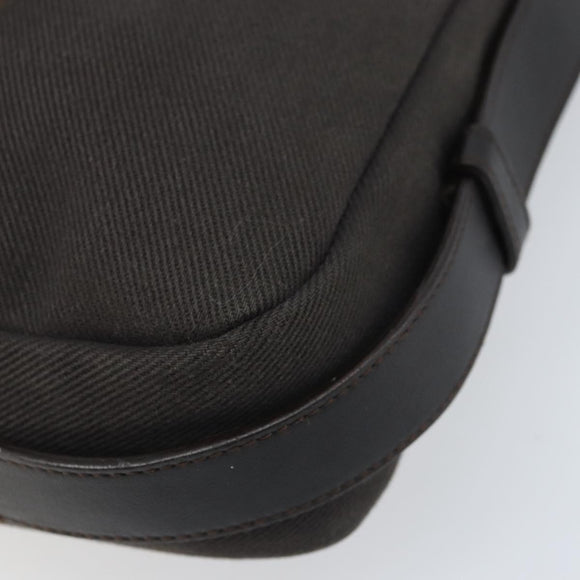 SAINT LAURENT Mombasa Schoudertas Canvas Leer Donkerbruin Zilver Auth hk3606V