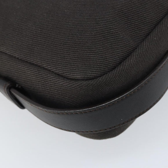 SAINT LAURENT Mombasa Schoudertas Canvas Leer Donkerbruin Zilver Auth hk3606V