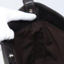 SAINT LAURENT Mombasa Schoudertas Canvas Leer Donkerbruin Zilver Auth hk3606V-20