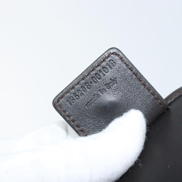 SAINT LAURENT Mombasa Schoudertas Canvas Leer Donkerbruin Zilver Auth hk3606V