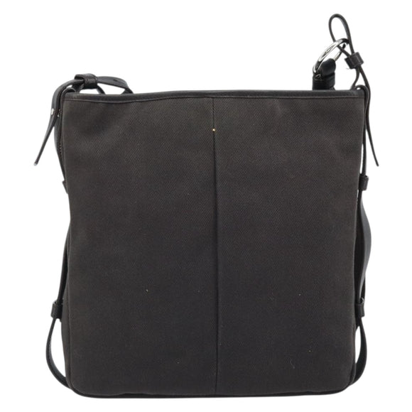 SAINT LAURENT Mombasa Schoudertas Canvas Leer Donkerbruin Zilver Auth hk3606V