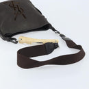 SAINT LAURENT Mombasa Schoudertas Canvas Leer Donkerbruin Zilver Auth hk3606V-7
