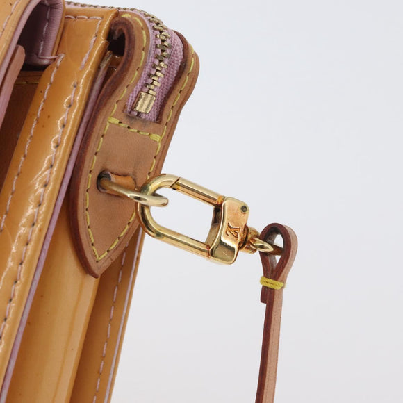 LOUIS VUITTON Monogram Vernis Motto Pouch Rose Florentin M91034 LV Auth hk3609