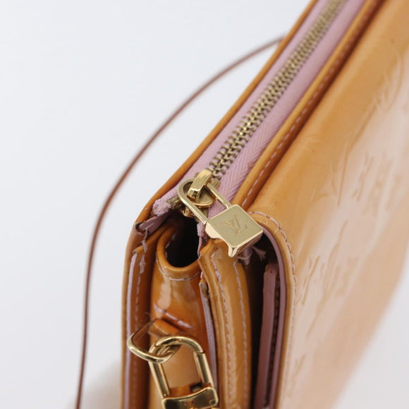 LOUIS VUITTON Monogram Vernis Motto Pouch Rose Florentin M91034 LV Auth hk3609