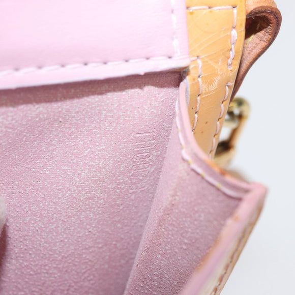 LOUIS VUITTON Monogram Vernis Motto Pouch Rose Florentin M91034 LV Auth hk3609