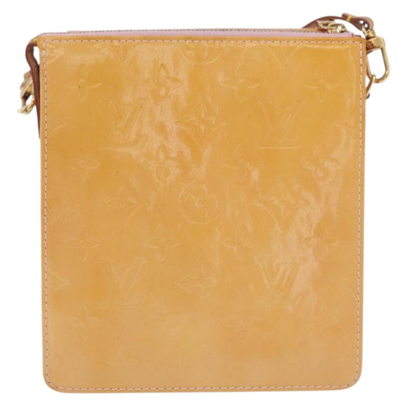 LOUIS VUITTON Monogram Vernis Motto Pouch Rose Florentin M91034 LV Auth hk3609