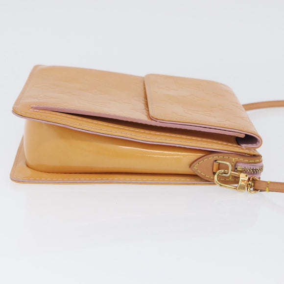 LOUIS VUITTON Monogram Vernis Motto Pouch Rose Florentin M91034 LV Auth hk3609