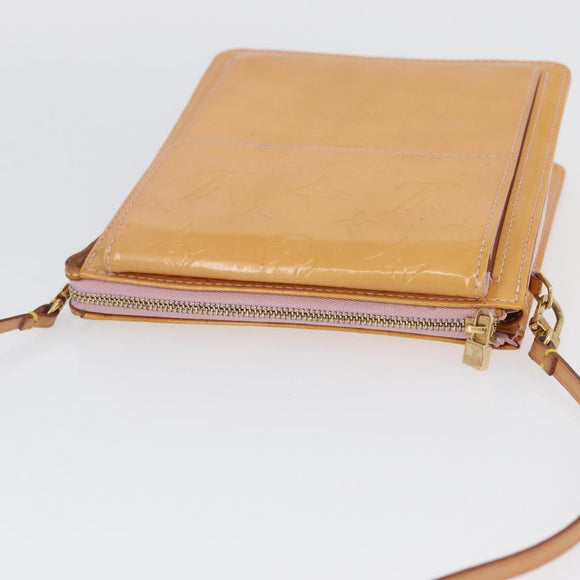 LOUIS VUITTON Monogram Vernis Motto Pouch Rose Florentin M91034 LV Auth hk3609
