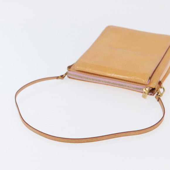 LOUIS VUITTON Monogram Vernis Motto Pouch Rose Florentin M91034 LV Auth hk3609