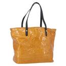 BVLGARI Tote Bag Patent leather Yellow Gold Auth hk3610-1