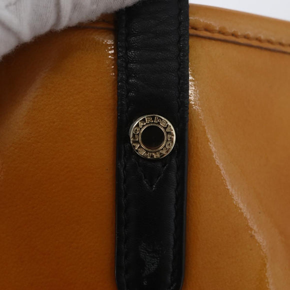 BVLGARI Tote Bag Patent leather Yellow Gold Auth hk3610