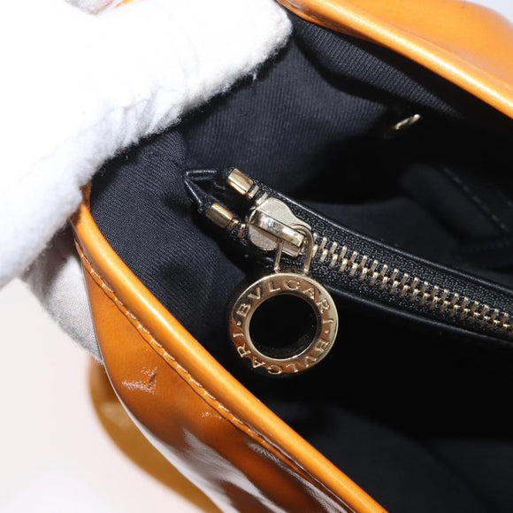 BVLGARI Tote Bag Patent leather Yellow Gold Auth hk3610