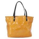 BVLGARI Tote Bag Patent leather Yellow Gold Auth hk3610-2