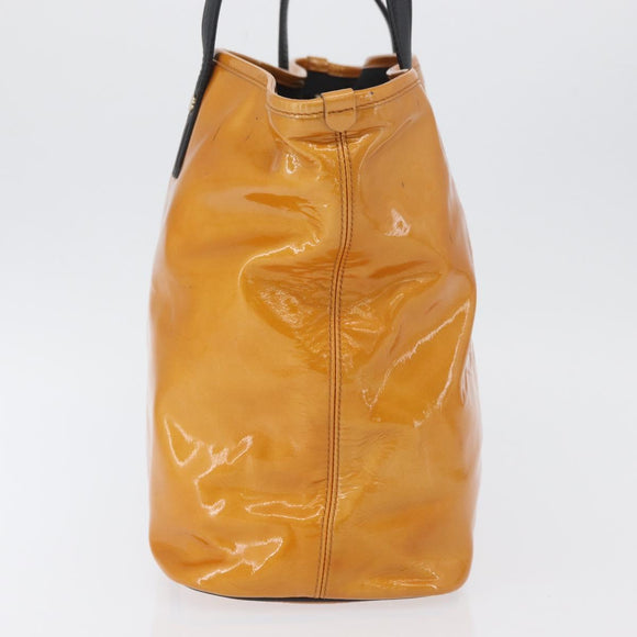 BVLGARI Tote Bag Patent leather Yellow Gold Auth hk3610