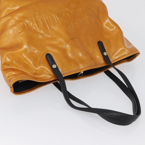 BVLGARI Tote Bag Patent leather Yellow Gold Auth hk3610