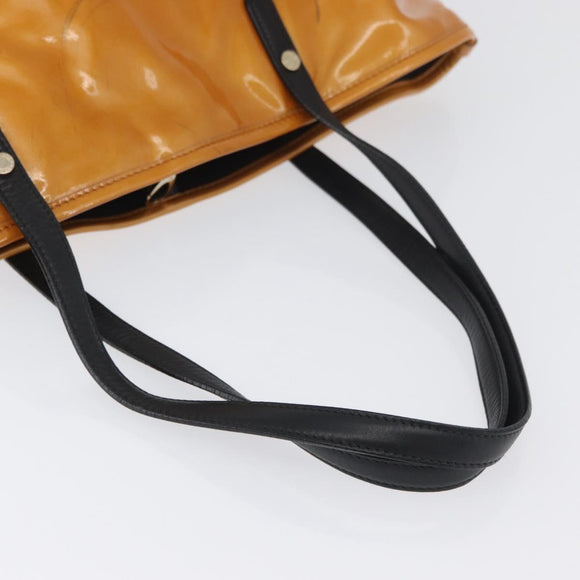 BVLGARI Tote Bag Patent leather Yellow Gold Auth hk3610