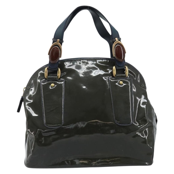 Chloe Hand Bag Patent leather Khaki Gold Auth hk3611