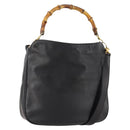 GUCCI Bamboo Shoulder Bag Leather 2way Black Gold 001 1781 1638 Auth hk3622-1