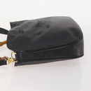 GUCCI Bamboo Shoulder Bag Leather 2way Black Gold 001 1781 1638 Auth hk3622-4