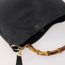 GUCCI Bamboo Shoulder Bag Leather 2way Black Gold 001 1781 1638 Auth hk3622-6
