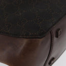 GUCCI GG Canvas Tote Bag Brown Silver 101919 Auth hk3623-14