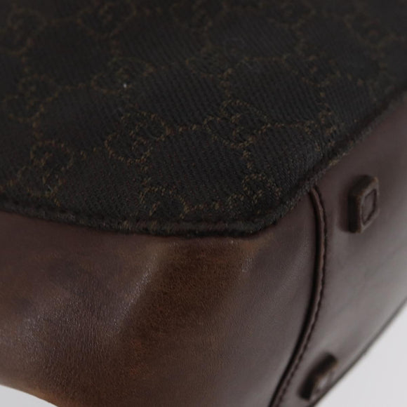 GUCCI GG Canvas Tote Bag Brown Silver 101919 Auth hk3623