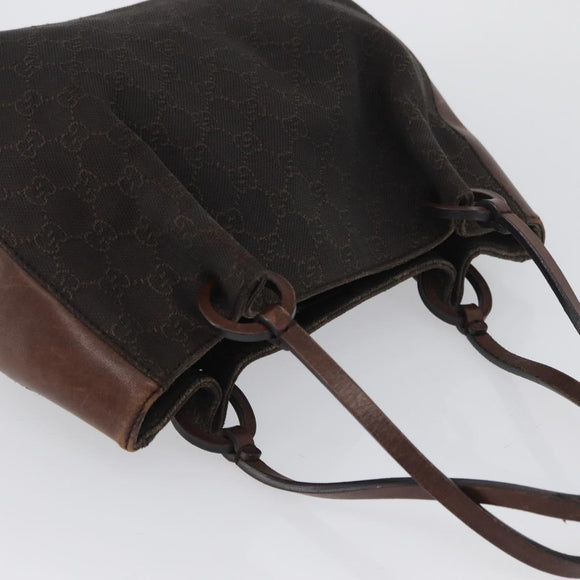 GUCCI GG Canvas Tote Bag Brown Silver 101919 Auth hk3623
