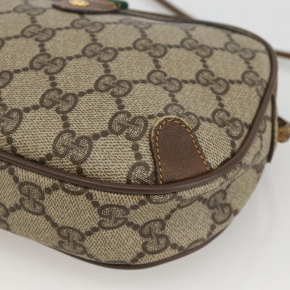 GUCCI GG Supreme Web Sherry Line Bag PVC Beige Gold 89 02 066 Auth hk3624