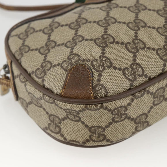 GUCCI GG Supreme Web Sherry Line Bag PVC Beige Gold 89 02 066 Auth hk3624