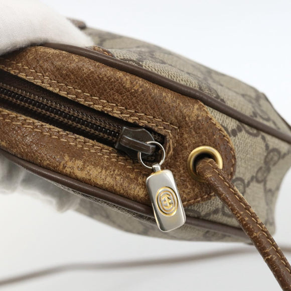 GUCCI GG Supreme Web Sherry Line Bag PVC Beige Gold 89 02 066 Auth hk3624
