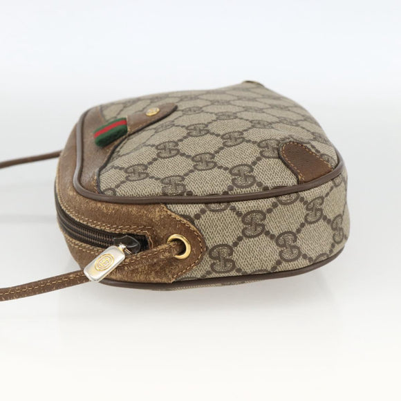 GUCCI GG Supreme Web Sherry Line Bag PVC Beige Gold 89 02 066 Auth hk3624