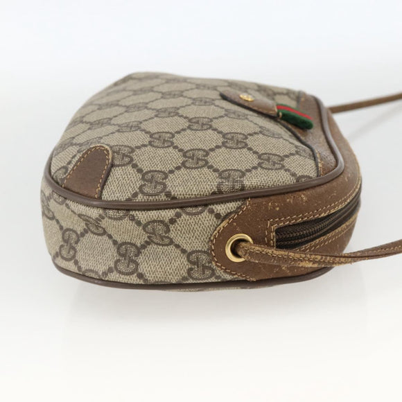 GUCCI GG Supreme Web Sherry Line Bag PVC Beige Gold 89 02 066 Auth hk3624