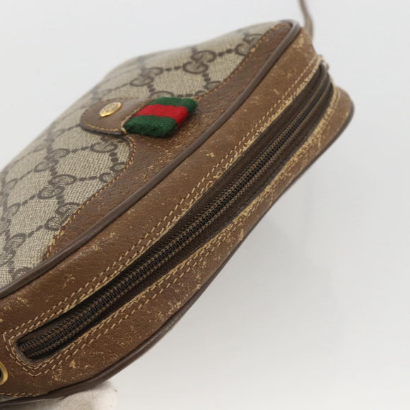GUCCI GG Supreme Web Sherry Line Bag PVC Beige Gold 89 02 066 Auth hk3624